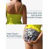 imageSummer Mae Maternity High Waist Swimsuit Ruffle Hem Bikini Bathing Suit Shirred Bandeau Two Piece Pregnancy SwimwearYellow White Flower