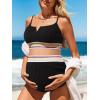 imageSummer Mae Maternity High Waisted Bikini Swimsuit TwoPiece VWire Bathing Suit Color Block Pregnancy SwimwearBlack