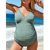 imageSummer Mae Maternity Scalloped Trim Swimsuit One Piece VNeck Pregnancy Bathing Suit Cutout Tie Back Swimwear for Women Balsam Green 12