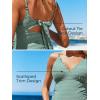 imageSummer Mae Maternity Scalloped Trim Swimsuit One Piece VNeck Pregnancy Bathing Suit Cutout Tie Back Swimwear for Women Balsam Green 12