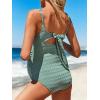 imageSummer Mae Maternity Scalloped Trim Swimsuit One Piece VNeck Pregnancy Bathing Suit Cutout Tie Back Swimwear for Women Balsam Green 12