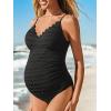 imageSummer Mae Maternity Scalloped Trim Swimsuit One Piece VNeck Pregnancy Bathing Suit Cutout Tie Back Swimwear for Women Black 14