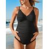 imageSummer Mae Maternity Scalloped Trim Swimsuit One Piece VNeck Pregnancy Bathing Suit Cutout Tie Back Swimwear for Women Black 14