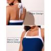 imageSummer Mae Maternity Swimsuits One Piece Halter Pregnancy Swimwear Color Block Bathing Suit for WomenMidnight Blue