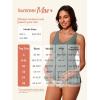imageSummer Mae Maternity Tankini Flowy Ruffle Hem Two Piece Front Bowknot Bathing Suit V Neck Ruched Pregnancy SwimsuitSolitary Silhouette Bloom