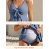 imageSummer Mae Maternity Tankini Flowy Ruffle Hem Two Piece Front Bowknot Bathing Suit V Neck Ruched Pregnancy SwimsuitWhite Verticals