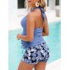 imageSummer Mae Maternity TwoPiece Halter Swimsuit Tankini VNeck Side Tie Bathing Suit Pregnancy High Waist SwimwearBlueleaved Flower