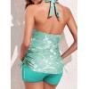 imageSummer Mae Maternity TwoPiece Halter Swimsuit Tankini VNeck Side Tie Bathing Suit Pregnancy High Waist SwimwearPeppermint Paisley