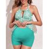 imageSummer Mae Maternity TwoPiece Halter Swimsuit Tankini VNeck Side Tie Bathing Suit Pregnancy High Waist SwimwearPeppermint Paisley