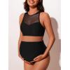 imageSummer Mae Mesh Maternity Bikini Two Piece Pregnancy Swimsuits Ruched High Waisted Bathing Suit Patchwork SwimwearBlack
