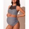 imageSummer Mae Mesh Maternity Bikini Two Piece Pregnancy Swimsuits Ruched High Waisted Bathing Suit Patchwork SwimwearDot Plaid