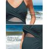 imageSummer Mae Mesh Maternity Swimsuits for Women Hollow Out One Piece Pregnancy Bathing Suit Wrap Front Cross SwimwearBalsam Green