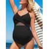 imageSummer Mae Mesh Maternity Swimsuits for Women Hollow Out One Piece Pregnancy Bathing Suit Wrap Front Cross SwimwearBlack