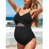 imageSummer Mae Mesh Maternity Swimsuits for Women Hollow Out One Piece Pregnancy Bathing Suit Wrap Front Cross SwimwearBlack