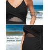 imageSummer Mae Mesh Maternity Swimsuits for Women Hollow Out One Piece Pregnancy Bathing Suit Wrap Front Cross SwimwearBlack