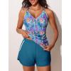 imageSummer Mae Modest Tankini Swimsuits for Women 2025 Two Piece Bathing Suits with Sporty Pockets Boy Shorts for Tummy ControlMirage Blue