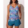 imageSummer Mae Modest Tankini Swimsuits for Women 2025 Two Piece Bathing Suits with Sporty Pockets Boy Shorts for Tummy ControlMirage Blue