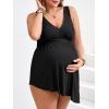 imageSummer Mae Plus Size Maternity One Piece Swim Dress Tie Side Pregnancy Swimsuit VNeck Bathing Suit for WomenBlack