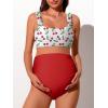 imageSummer Mae Ribbed Maternity Bikini Swimsuit for Women High Waisted TwoPiece Bathing Suit Crop Top Pregnancy SwimwearCutie Cherry