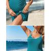 imageSummer Mae Ribbed Maternity One Piece Swim Dress Pregnancy Swimsuit with Builtin Bottom Swimwear Tie Knot Skirt Bathing SuitForest