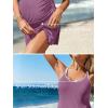 imageSummer Mae Ribbed Maternity One Piece Swim Dress Pregnancy Swimsuit with Builtin Bottom Swimwear Tie Knot Skirt Bathing SuitFuchsia