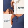 imageSummer Mae Ribbed Maternity Swimsuit One Piece Buttons Pregnancy Bathing Suit Ruched Side Drawstring SwimwearBaby Blue