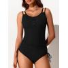 imageSummer Mae Ribbed Maternity Swimsuit One Piece Buttons Pregnancy Bathing Suit Ruched Side Drawstring SwimwearBlack