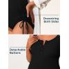 imageSummer Mae Ribbed Maternity Swimsuit One Piece Buttons Pregnancy Bathing Suit Ruched Side Drawstring SwimwearBlack