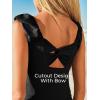 imageSummer Mae Ribbed Maternity Swimsuit One Piece Puffy Sleeves Pregnancy Bathing Suit Twist Back SwimwearBlack
