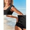 imageSummer Mae Ribbed Maternity Swimsuit One Piece Puffy Sleeves Pregnancy Bathing Suit Twist Back SwimwearBlack