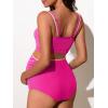 imageSummer Mae Ribbed Maternity Swimsuit TwoPiece Sporty Bikini Color Block Pregnancy Bathing Suit High Waisted Ruched SwimwearPink