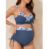 imageSummer Mae Ribbed Maternity Swimsuit TwoPiece Wrap Bikini Color Block Pregnancy Bathing Suit High Waisted Ruched SwimwearDewdrop Blooms