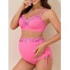 imageSummer Mae Ribbed Maternity Swimsuit TwoPiece Wrap Bikini Color Block Pregnancy Bathing Suit High Waisted Ruched SwimwearRose Pink Paisley