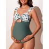 imageSummer Mae Ruffle Maternity Swimsuit Cutout One Piece Pregnancy Bathing Suit Tie Knot Ruched SwimwearSolitary Silhouette Bloom