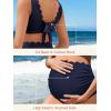 imageSummer Mae Scalloped Maternity Swimsuits for Women High Waist Bathing Suit Pregnancy TwoPiece Bikini Tie Knot SwimwearBlue Black
