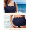 imageSummer Mae Scalloped Maternity Swimsuits for Women High Waist Bathing Suit Pregnancy TwoPiece Bikini Tie Knot SwimwearBlue Black