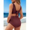 imageSummer Mae Scalloped Maternity Swimsuits for Women High Waist Bathing Suit Pregnancy TwoPiece Bikini Tie Knot SwimwearBurgundy