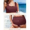 imageSummer Mae Scalloped Maternity Swimsuits for Women High Waist Bathing Suit Pregnancy TwoPiece Bikini Tie Knot SwimwearBurgundy