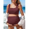 imageSummer Mae Scalloped Maternity Swimsuits for Women High Waist Bathing Suit Pregnancy TwoPiece Bikini Tie Knot SwimwearBurgundy