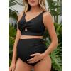 imageSummer Mae Twist Maternity Bikini Two Piece Pregnancy Swimsuits Cutout Bathing Suit High Waisted Ruched SwimwearBlack