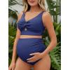 imageSummer Mae Twist Maternity Bikini Two Piece Pregnancy Swimsuits Cutout Bathing Suit High Waisted Ruched SwimwearForest