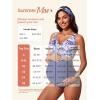 imageSummer Mae Twist Maternity Bikini Two Piece Pregnancy Swimsuits Cutout Bathing Suit High Waisted Ruched SwimwearGreen Leaves
