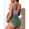 imageSummer Mae Twist Maternity Bikini Two Piece Pregnancy Swimsuits Cutout Bathing Suit High Waisted Ruched SwimwearGreen Leaves