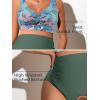 imageSummer Mae Twist Maternity Bikini Two Piece Pregnancy Swimsuits Cutout Bathing Suit High Waisted Ruched SwimwearGreen Leaves