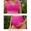 imageSummer Mae Twist Maternity Bikini Two Piece Pregnancy Swimsuits Cutout Bathing Suit High Waisted Ruched SwimwearHot Pink