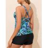 imageSummer Mae VNeck Women Tankini Swimsuits TwoPiece with Side Pockets Swim Shorts 2025 TieBack Straps Bathing SuitsBlue Leaves