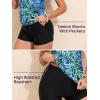 imageSummer Mae VNeck Women Tankini Swimsuits TwoPiece with Side Pockets Swim Shorts 2025 TieBack Straps Bathing SuitsBlue Leaves