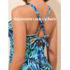 imageSummer Mae VNeck Women Tankini Swimsuits TwoPiece with Side Pockets Swim Shorts 2025 TieBack Straps Bathing SuitsBlue Leaves