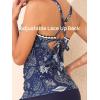 imageSummer Mae VNeck Women Tankini Swimsuits TwoPiece with Side Pockets Swim Shorts 2025 TieBack Straps Bathing SuitsDeep Sea Floral Dance