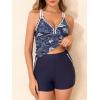 imageSummer Mae VNeck Women Tankini Swimsuits TwoPiece with Side Pockets Swim Shorts 2025 TieBack Straps Bathing SuitsDeep Sea Floral Dance
